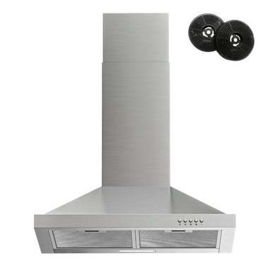 FIREGAS 24-Inch Wall-Mounted Range Hood - Stylish Silvery Design with 450m³/h Suction Power, 3-Speed Fan, Two Smoke Evacuation Modes, LED Lighting & Convertible Ventilation