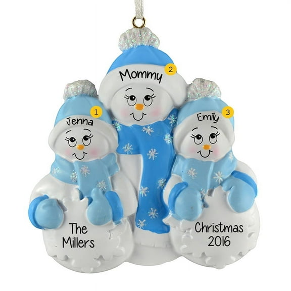 Single Family Snowmen 2 Personalized Christmas Ornament DO-IT-YOURSELF