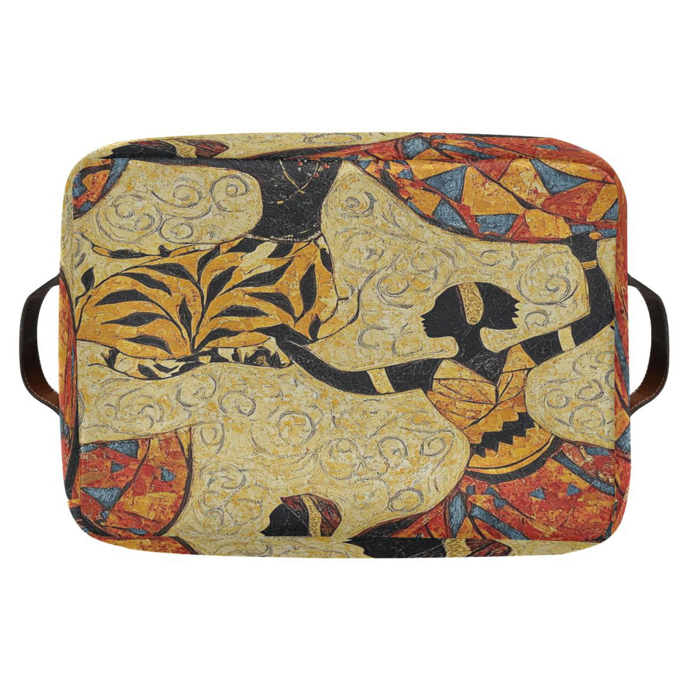African Faces Decorative Foldable Storage Basket,Canvas Fabric Foldable Storage Bins with Handles Open Home Storage Bins Boxes for Toy Book Shelf Closet Baskets
