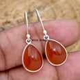 thumbnail image 3 of Solid 925 Sterling Silver Dangle Teardrop Earrings For Women, Genuine Red Onyx Gemstone Statement Earrings, Beautiful Handcrafted Earrings, 3 of 3