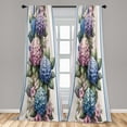 thumbnail image 4 of Ambesonne Floral Curtains 2 Panel Set, Leafy Huddle Hydrangea Lines, Pair of - 28" x 95", Rose Lavender Blue Green, 4 of 4
