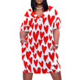 thumbnail image 1 of Vestido holgado con bolsillos, estilo minimalista, con estampado de corazones rojos y blancos, ideal para el Día de San Valentín y para mujer., 1 of 6