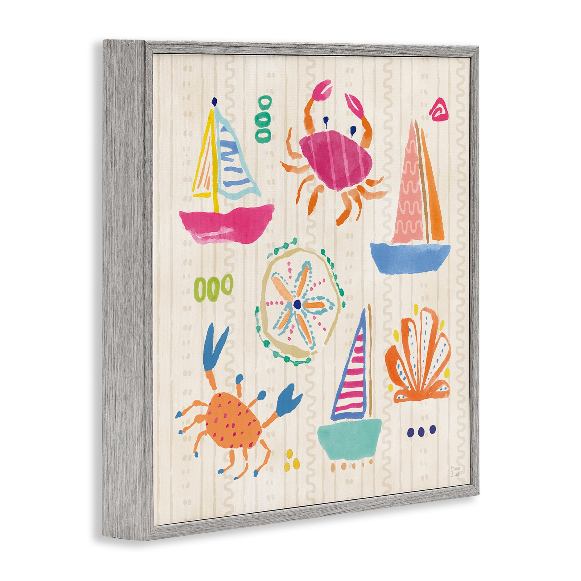 Stupell Industries Nautical Fine In The Sunshine Gray Framed Giclee Art, design by Dina June