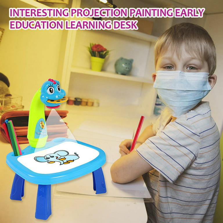 Children's Graffiti Color Drawing Projector Board Drawing Board Children's  Projector Drawing Board Table Toy (No Battery)New Blue 
