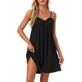 thumbnail image 1 of INSPIRE CHIC Lencería de Mujeres Camisón Sin Mangas con Volantes Suave V Cuello Ropa de Casa L Negro, 1 of 6