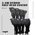 thumbnail image 2 of Majek All Hybrid Golf Club Black Headcover Set 3-SW. Neoprene Acrylic Head Covers 3 4 5 6 7 8 9 PW SW, 2 of 7
