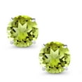 thumbnail image 2 of Gem Stone King 14K White Gold Green Peridot Stud Earrings for Women Men (2.90 Cttw, Gemstone August Birthstone, Round 7MM), 2 of 5