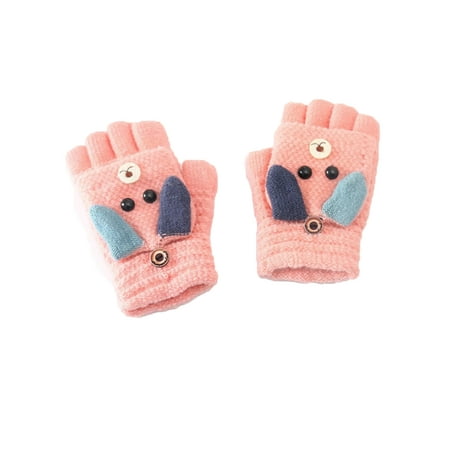 

Eyicmarn Kid Fingerless Mittens Convertible Flip Top Gloves Knit Gloves Boy Girl