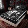 thumbnail image 2 of Erosebridal Yin Yang Cat Mandala Zipper Twin Comforter Sets with Fitted Sheet and 2 Pillowcases for Women Men, Black White Starry Sky Zipper Bedding Set, Black Reversible, 4-Piece, 2 of 7