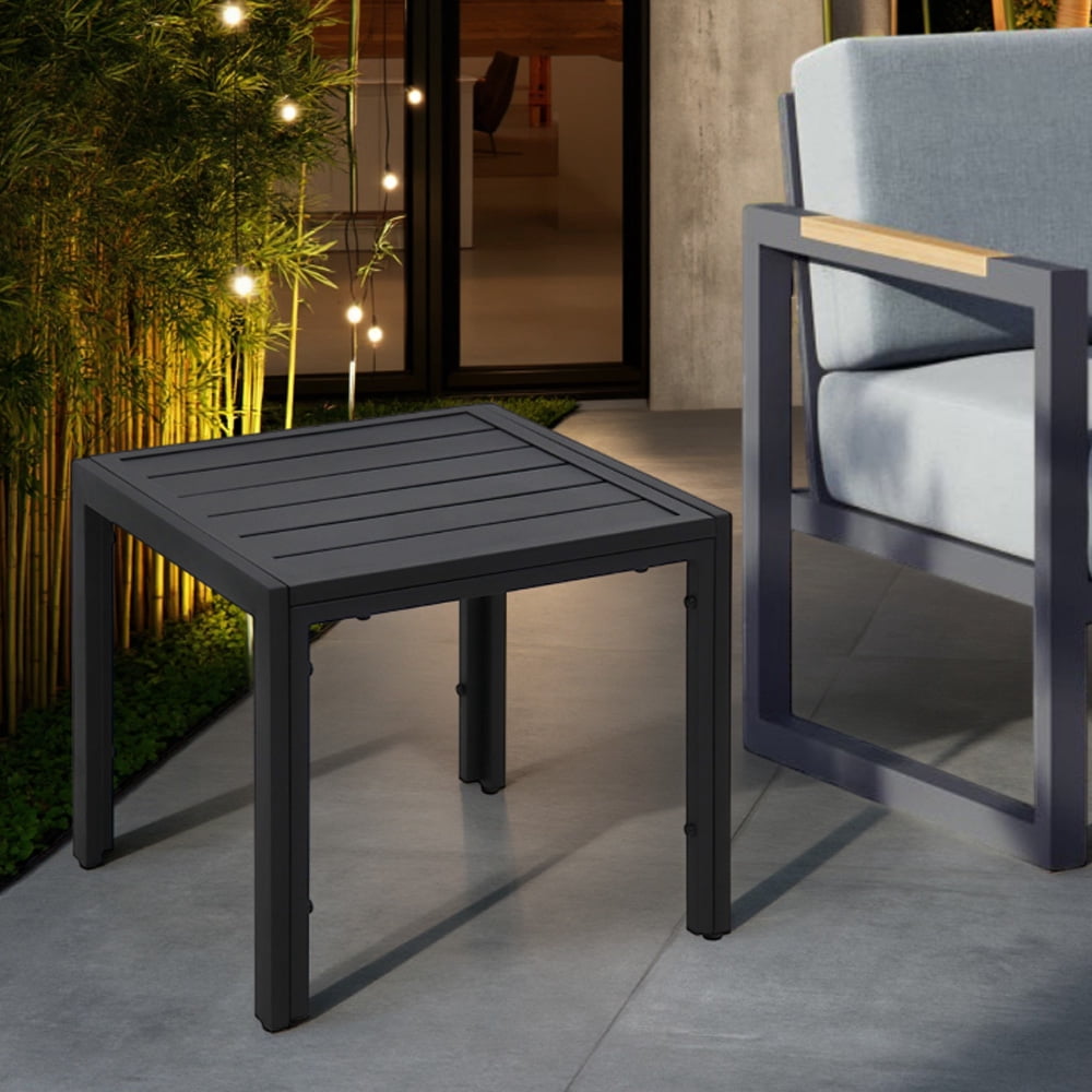 Abble 20" Square Steel Patio Side Table - All-Weather Indoor/Outdoor Accent Table End Table for Patio, Living Room, Poolside, Matte Black