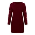 thumbnail image 4 of Utoimkio Women's Floral Print Elegant Bodycon Mini Dress Long Sleeve Crewneck Fall Dresses for Women, 4 of 5