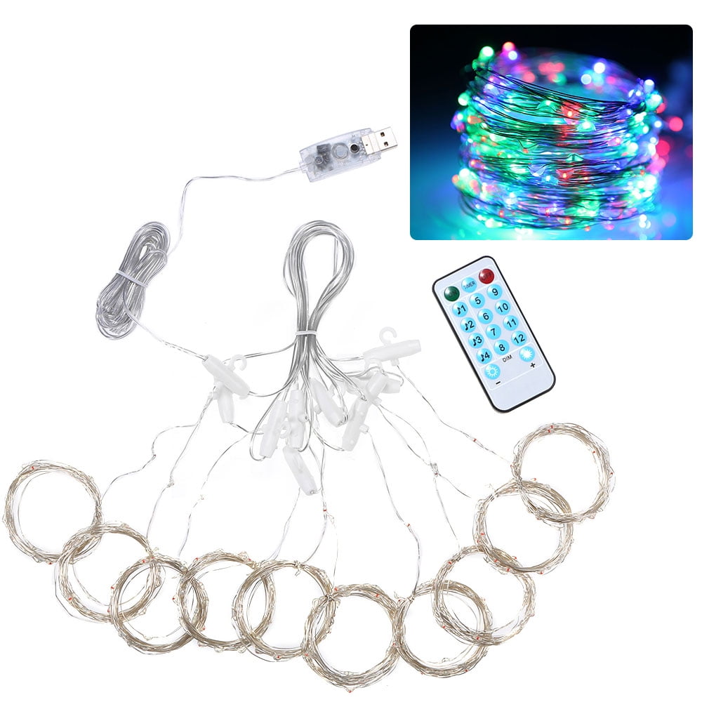 300pcs led Curtain Christmas Icicle String Lights Remote Control Waterproof USB Waterfall Lights