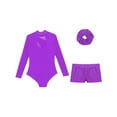 thumbnail image 4 of iiniim Girls Gymnastics Leotard with Shorts and Hairband Long Sleeve Ballet Tumbling Dance Unitard Purple 10, 4 of 7