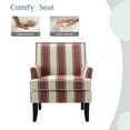 thumbnail image 4 of Upholstery Armchairs Set of 2 Accent Chairs Sofa Couch Wood Legs Nailhead Trim Bedroom Home Living Room Striped White Red, 4 of 9