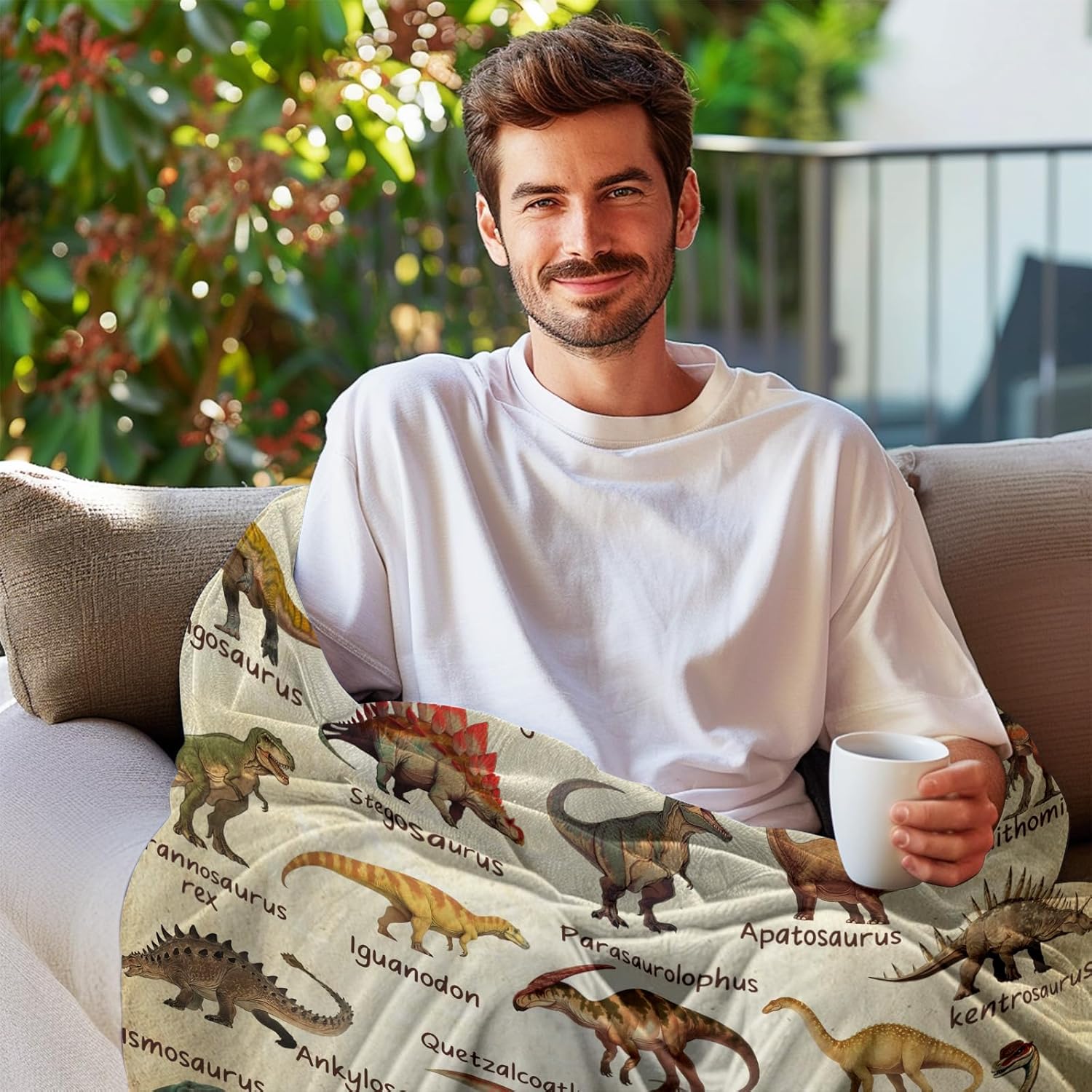 Kuscheln Dinosaur Blanket, Educational Gifts for Dinosaur Lovers Children Boy Girl, Dinosaurs Throw Blanket Ultra-Soft Skin-Friendly for Sofa Bed Home Dino Room Decor