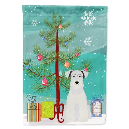 Carolines Treasures BB4178GF Merry Christmas Tree Miniature Schanuzer White Flag Garden Size   Small  multicolor