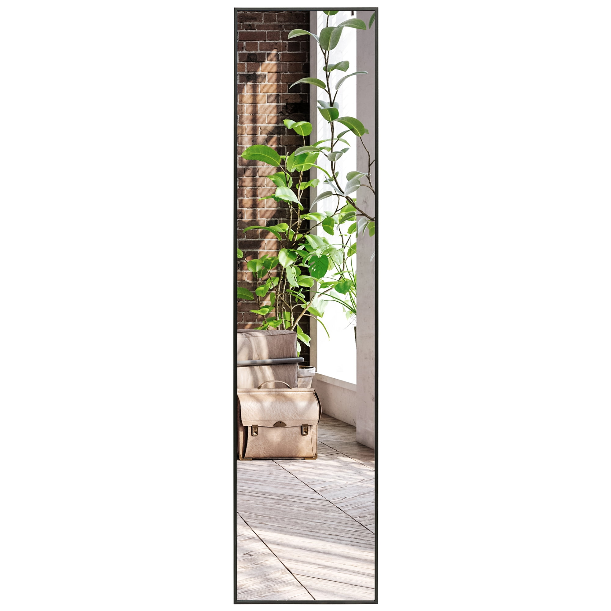 Americanflat Full Length Mirror With Stand - 14" x 59" Large Full Body Mirror for Bedroom, Living Room - 5ft Tall Floor Mirror Full Length - Black