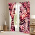 thumbnail image 4 of Feelyou Pink Bowknot Skeleton Black Out Curtains for Teen, Romantic Rose Floral Curtains Pack of 2 (42x63 Each), Gothic Valentine's Day Bedroom Curtains, Window Curtains Decor, 4 of 7