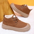 thumbnail image 4 of Men's Lace Up Winter Snow Boots Fuzzy Cozy Suede Leather Cold Weather Warm Outdoor Non Slip Casual Ankle Booties Brown 8.5, 4 of 6