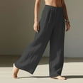 thumbnail image 3 of Aofany Pants for Women Wide Leg Linen Pant Summer Casual Palazzo Flowy Pants with Pocket Loose Lightweight Pants, 3 of 8