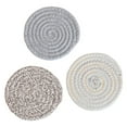 thumbnail image 1 of Salvamanteles de 3 piezas: Juego de agarraderas tejidas redondas - Almohadillas calientes trenzadas 100% algodón - Posavasos - Tapetes de mesa para cocinar y hornear uno, 1 of 5
