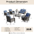thumbnail image 5 of Toject Outdoor Patio Furniture, 7 Pieces Outdoor Conversation Set with High Back Loveseat and Swivel Chairs, All Weather Wicker Outside Furniture with Patio Chairs for Porch, Balcony (Denim Blue), 5 of 9