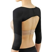 Women Elastic Compression Arm Shaper Back Shoulder(L(fit US S), Black)