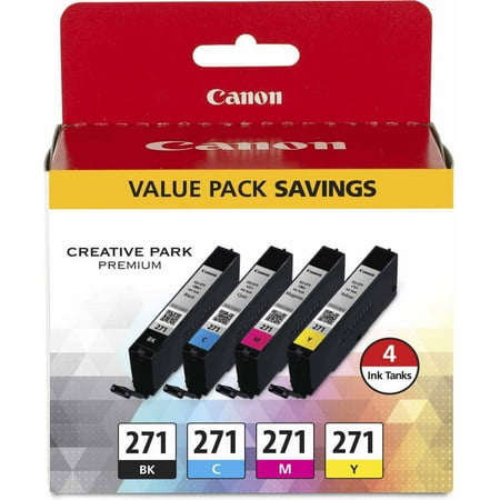 Canon 271 Black, C/M/Y 4pk Combo Ink Cartridges - Black, Cyan, Magenta, Yellow (0390C005)