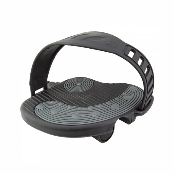 Sunlite FlatForm II Exerciser Pedals 1/2" Composite Body Toe Straps Black/Grey