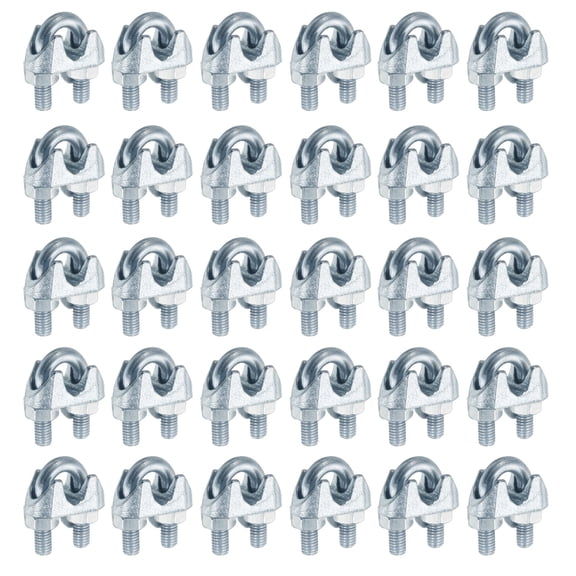 50 Pcs M6 Steel Wire Rope Clip Clamps, 3/16" Wire Rope U-Bolt Cable Clamps Saddle Fastener