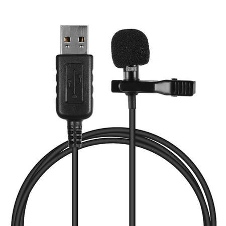 docooler Mini Lavalier Clip on Condenser Microphone Mic with USB Plug for Computer PC Laptop