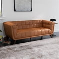 thumbnail image 3 of Pemberly Row Mid-Century Aniline Leather Tufted Back Sofa in Tan, 3 of 7