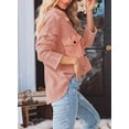 thumbnail image 3 of Asyoly Women Button Down Waffle Shirt Shacket Jacket Long Sleeve Oversize Casual Shirt Coats Tops With Pocket, 3 of 7