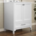 thumbnail image 6 of BizChair 30 Inch Bathroom Vanity with Sink, Storage Cabinet with Soft Close Doors and Bottom Drawer, Carrara Marble Finish Countertop, White, 6 of 12