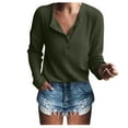 thumbnail image 2 of WNEGSTG Long Sleeve Shirts for Women Women's Knit Tunic Tops Loose Button Up V Neck, 2 of 4