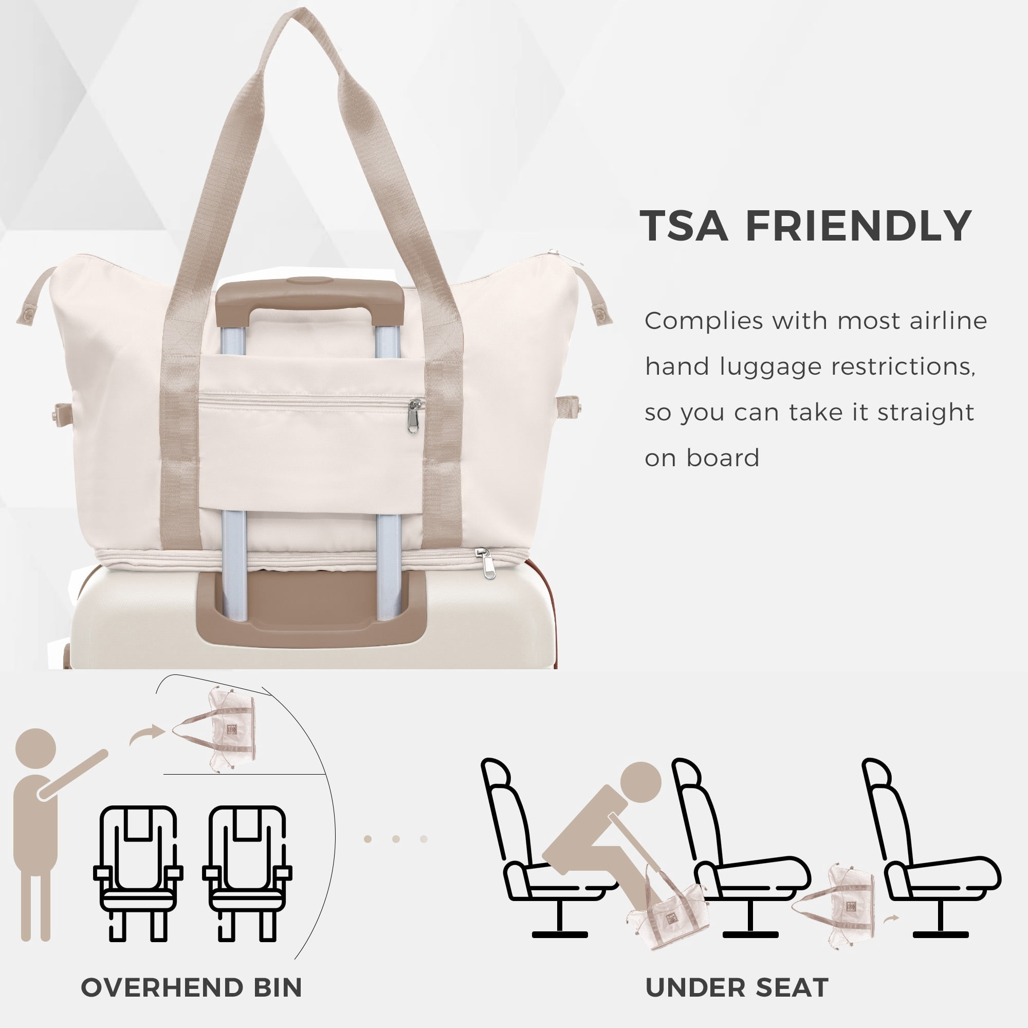 Euroco 4 Piece Luggage Sets, ABS Hardside Durable Suitcase with Travel Bag,Cup Holder, Spinner Wheels and TSA Lock for Travel(20"/24"/28"),White