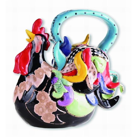 Blue Sky Ceramics Funky Black Rooster Teapot