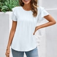 thumbnail image 2 of Blouses de Travail Décontractées à Manches Courtes Col Rond pour Femmes - Design Plissé, Léger, Tenue Toutes Saisons, 2 of 6