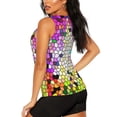 thumbnail image 4 of Picia Colorful Tie Dye Stained Glass 3 Pattern Women's Workout Tank Top,Breathable Activewear,Slim Fit Athletic Top,Versatile Workout Moisture-wicking top-Small, 4 of 9
