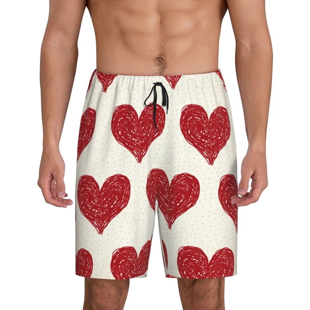 Balery Love Pantalones cortos de pijama de punto de algodón para hombre con cinturilla y bolsillos-Medium