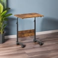 thumbnail image 5 of 23.6 inches Side Table on Wheels, Height Adjustable Desk with Tablet Slot, Portable Mobile Laptop Stand for Bed Sofa, Rustic Brown, 5 of 9