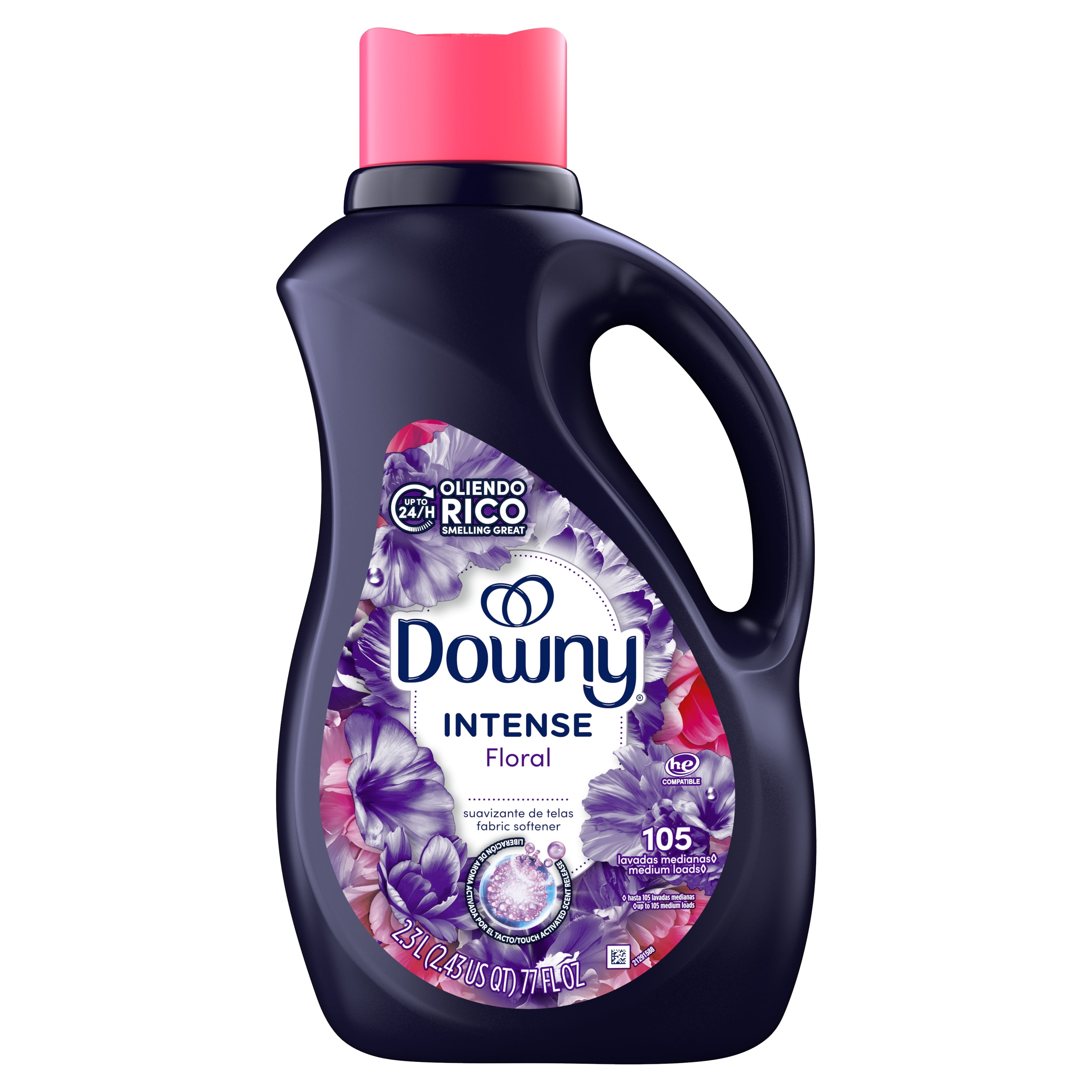 (4 pack) Downy Intense Liquid Fabric Softener and Conditioner, Floral Scent, 77 fl oz, 105 Loads