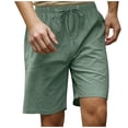 thumbnail image 2 of Kagetolytai Pants for Men Men's Fashion Casual Cotton Hemp Drawstring Solid Color Beach Shorts Pants Cargo Pants for Men Green 2XL, 2 of 5