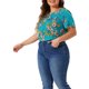 thumbnail image 4 of Blusa de mujer plus size Agnes Orinda, con cuello en V, estampado floral, de manga corta, top casual 4X azul lago, 4 of 6