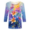 thumbnail image 5 of Wanfds Hauts de Mode Multicolores pour Femmes 2025 Col Rond Manches Trois-Quarts m, 5 of 5