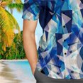 thumbnail image 4 of Camisa de manga corta con botones y solapa con patrón de rombos, blusa de moda para verano XL, 4 of 5