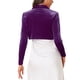 thumbnail image 3 of INSPIRE CHIC Chaqueta corta de terciopelo para mujer con cuello de solapa y mangas largas, color púrpura, 3 of 6