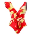 thumbnail image 1 of Womens One Piece Swimsuits Ruffle Asymmetric Shoulder Swimwear Tummy Control Tie Front Monokini Bathing Suits, 1 of 4