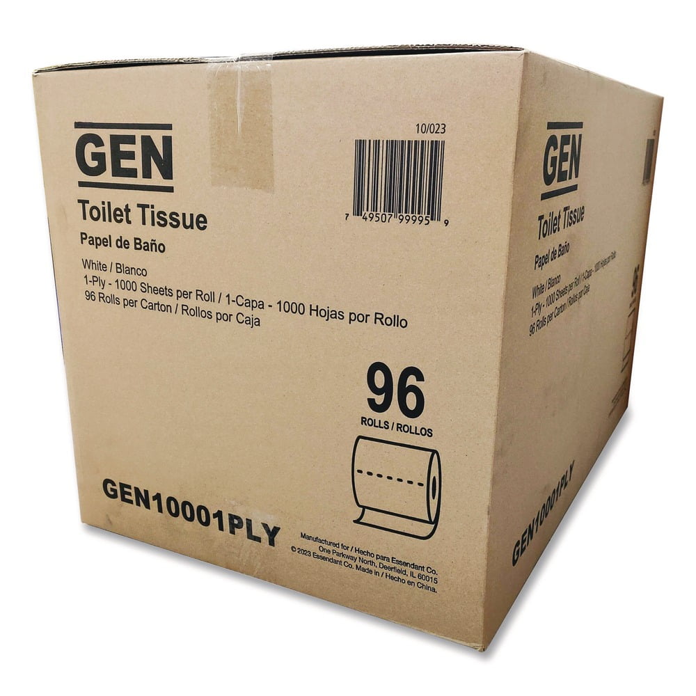 GEN GEN10001PLY 1-Ply Septic Safe Bath Tissue - White (1000 Sheets/Roll, 96 Rolls/ Carton)