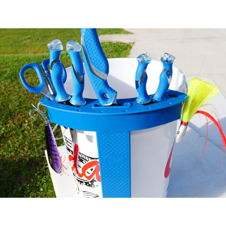 Cuda Fishing Bucket Tackle Center Tool Holder for 5 Gallon Buckets,  Plastic, Blue